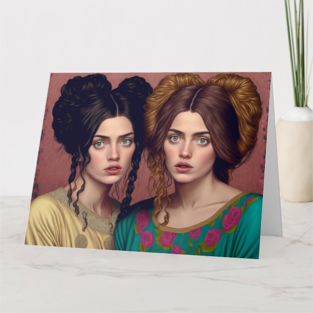 GIRLFRIENDS FRIEND HAIRSTYLES FUNNY GEBURTSTAGSKAR KARTE (Vorderseite)