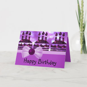 Girlie Bokeh Geburtstags-Kuchen-Edelstein Karte