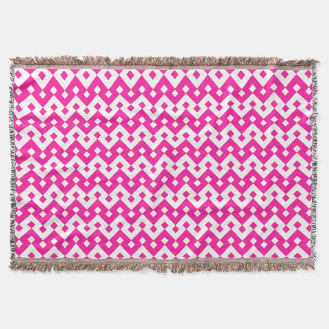 Girlie Candy Pink und White Chevrons Throw Blanket Decke (Vorderseite)