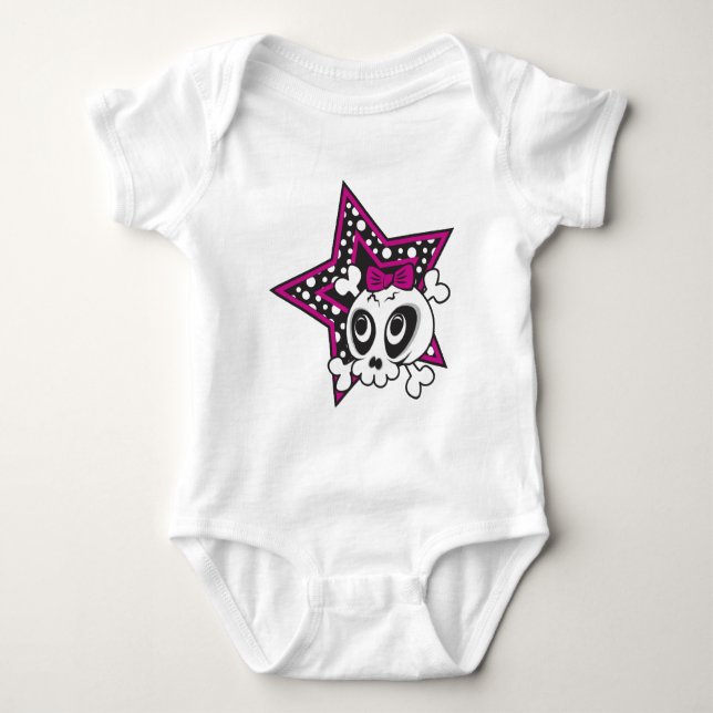 Girlie Emo Skull Baby Strampler (Vorderseite)