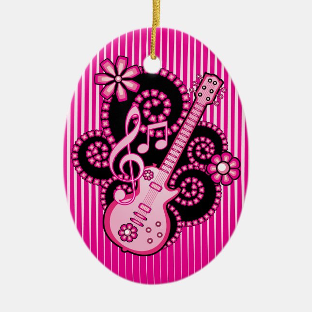 Girlie Gitarre Keramik Ornament (Vorne)