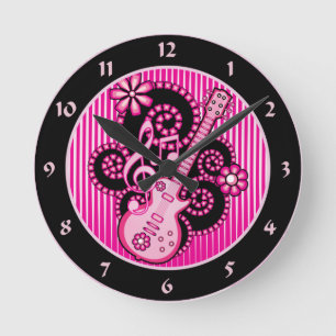 Girlie Gitarre Runde Wanduhr