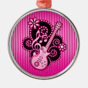 Girlie Gitarre Silbernes Ornament