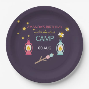 Girlie Glamping Party personalisiert Pappteller