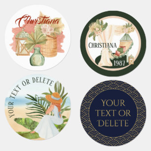 Girlie pastel Boho und maskulinarisch-blauer Sonde Etiketten