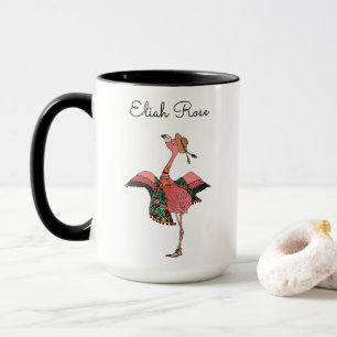 Girlie personalisierter rosa Bohemischer Flamingo Tasse