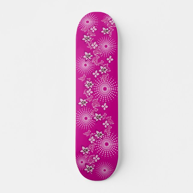 Girlie Pink Blume Skateboard (Vorne)