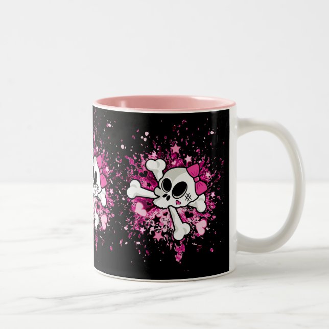 Girlie Skull Zweifarbige Tasse (Rechts)