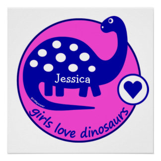 GIRLMPOWER BOLD PINK GIRL DINOSAUR ZURÜCK DINO POSTER