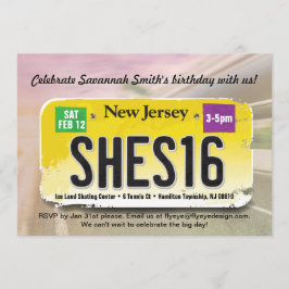Girl's 16. Geburtstag New Jersey Lizenz Einladung