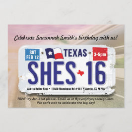 Girl's 16. Geburtstag Texas Lizenz Einladung