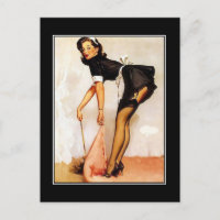Girls 1950er Button-up Girl Postcard
