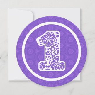 Girl's 1. Geburtstag Individuelle Name Lace V03G Einladung