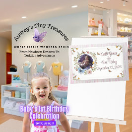 Girl's 1. Geburtstags-Frühjahrs-Butterfly-Banner Banner