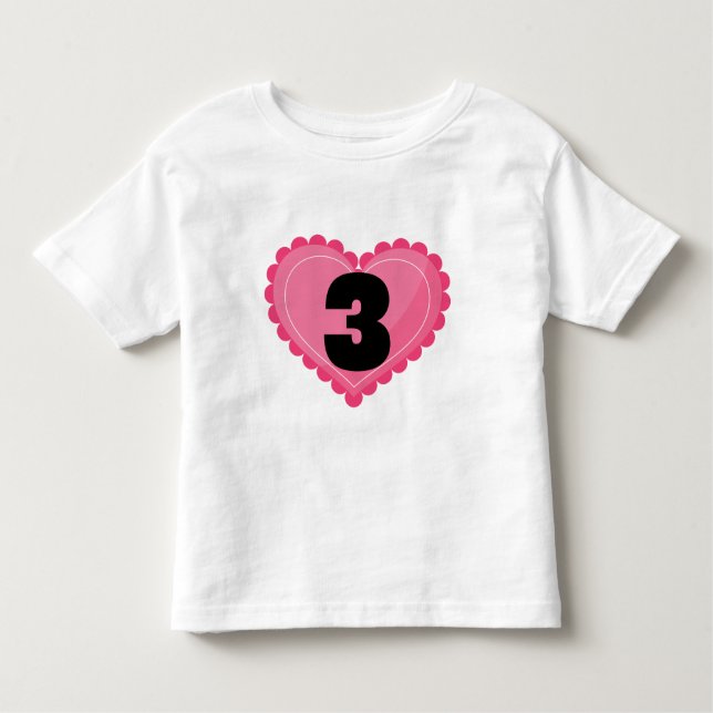 Girls 3. Geburtstagsherz Kleinkind T-shirt (Vorderseite)