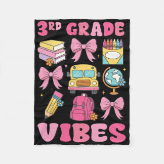 Girls 3rd Grade Vibes Coquette Bow Ck To School Te Fleecedecke