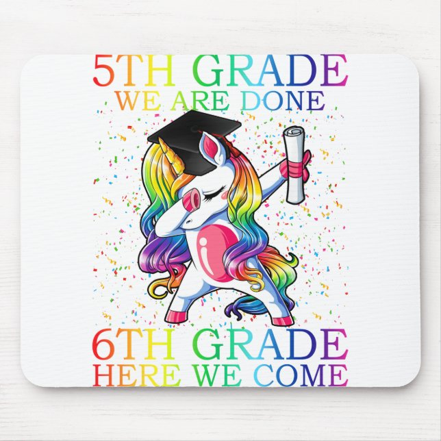 Girls 5th Grade Abschluss Magical Unicorn Geschenk Mousepad (Vorne)