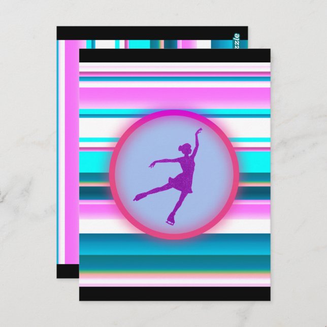 Girls Abbildung Skaten Streifen Postkarte (Vorne/Hinten)