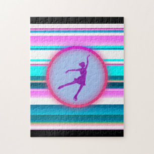 Girls Abbildung Skaten Streifen Puzzle