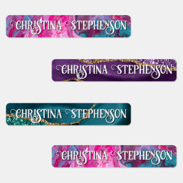 Girls Agate Marble School Name Daycare Childcare Etiketten