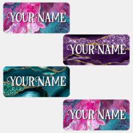 Girls Agate Marble School Name Daycare Childcare Etiketten