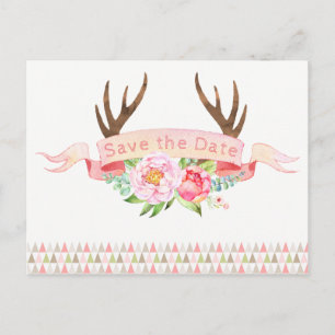 Girls Antler Baby Dusche Save the Date Postkarten