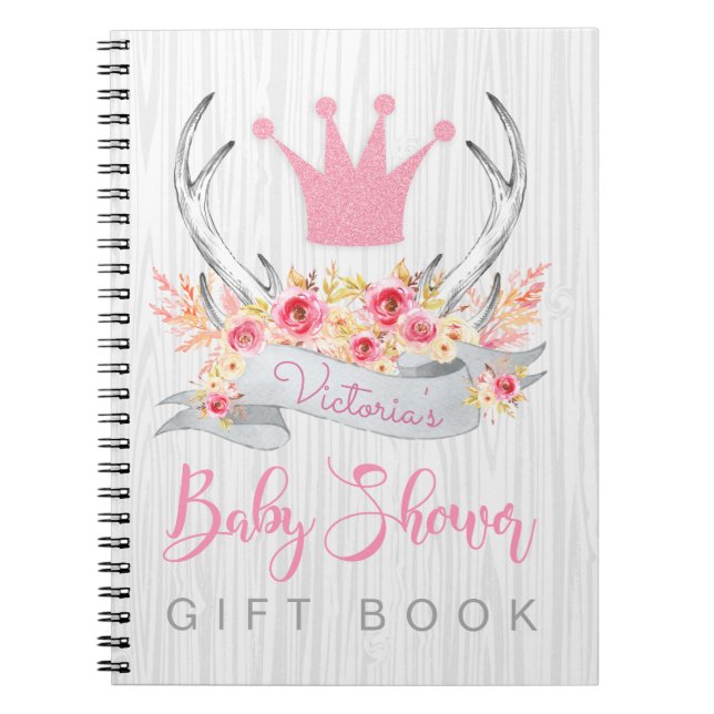 Girls Antler Baby ShowGuest Gift Book Notizblock (Vorderseite)