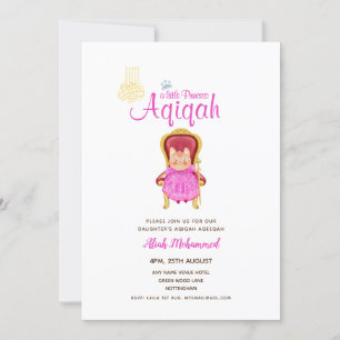 Girl's AQIQAH Baby Shower Geburtstag Princess Them Einladung
