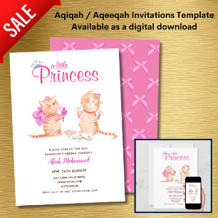 Girl's AQIQAH Baby Shower Geburtstag Princess Them Einladung