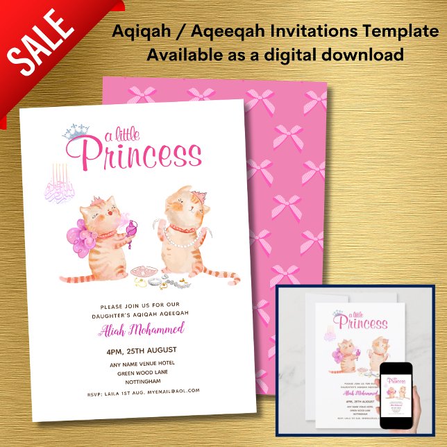 Girl's AQIQAH Baby Shower Geburtstag Princess Them Einladung (Von Creator hochgeladen)
