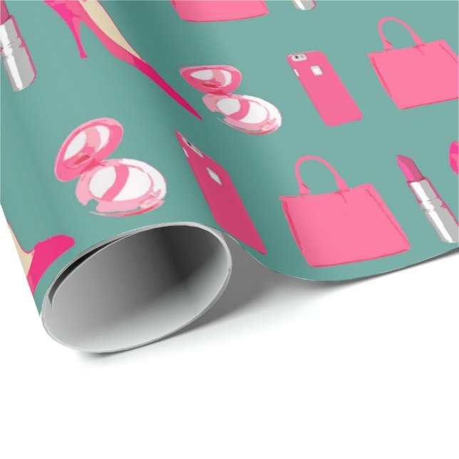 Girls aquamarine Packpapiere Geschenkpapier (Rolleneckpunkt)