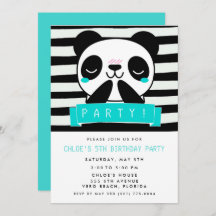 Girls Aquamarine Panda 5. Geburtstagsparty