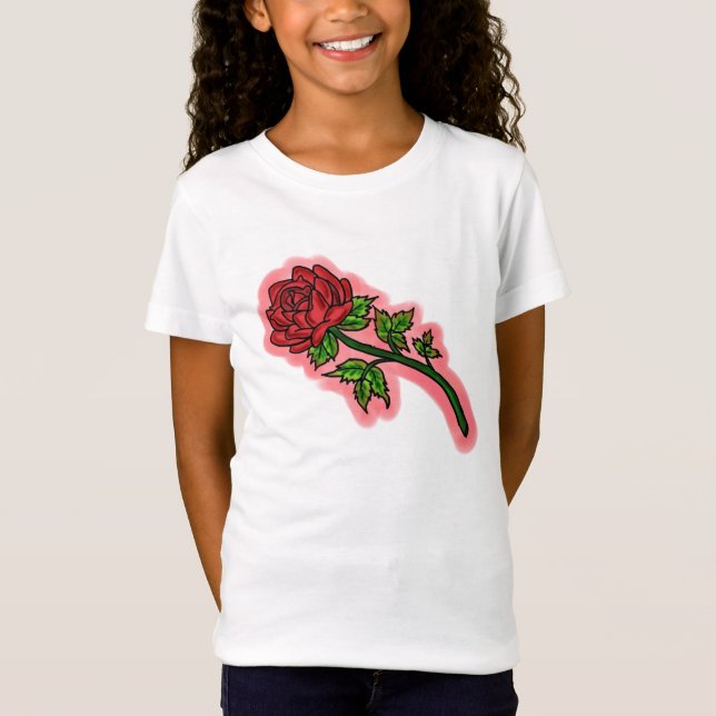Girls Aquarell Rose Shirt (Vorderseite)