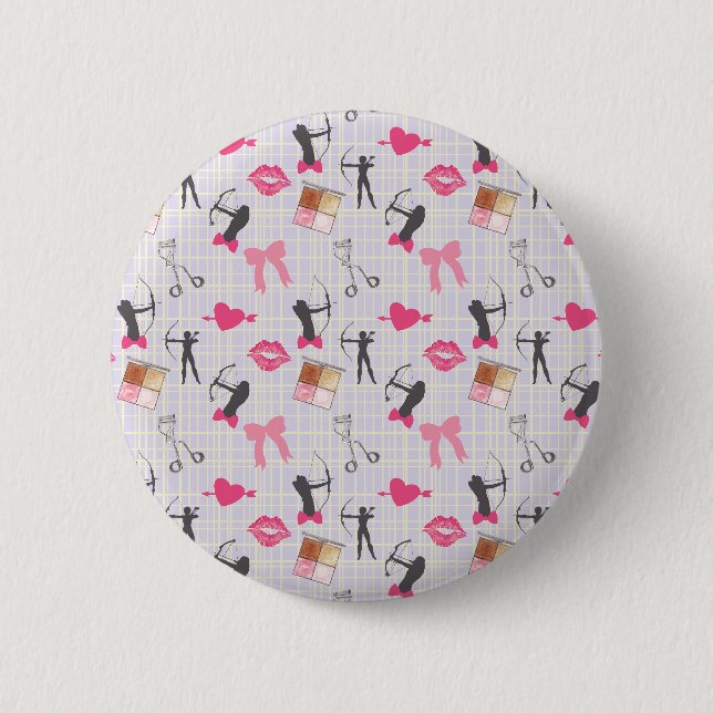Girls Archery - Girly Hearts and Makeup Button (Vorderseite)