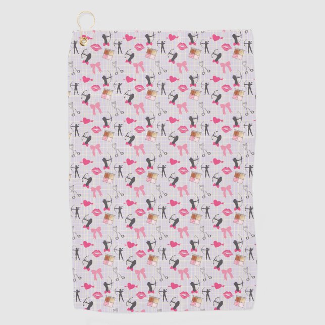 Girls Archery - Girly Hearts and Makeup Golfhandtuch (Vorderseite)