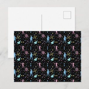 Girls Archery - Girly Hearts Stars Archer Postkarte