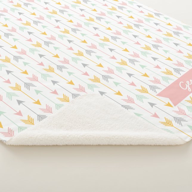 Girls Arrow Blanket | Rosa, Gold, Minze, Grau Sherpadecke (3/4)