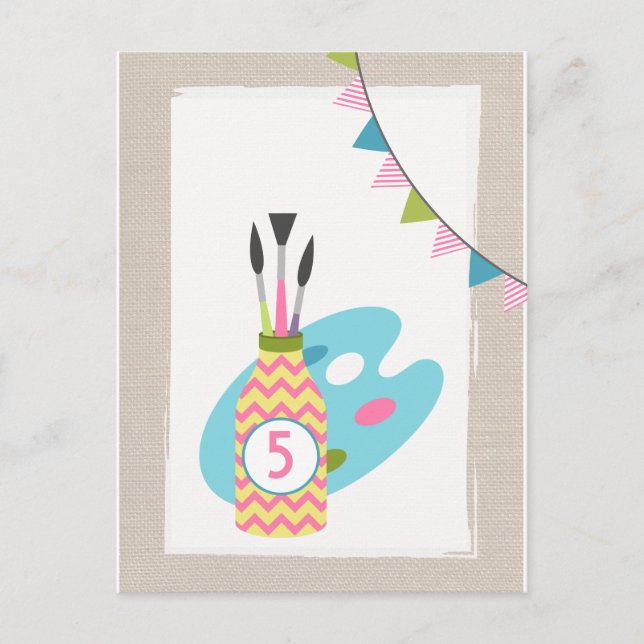 Girls Art Malerei Party Geburtstag Postkarte Einla (Vorderseite)