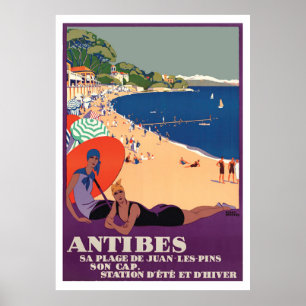 Girls at Antibes Beach, Frankreich, Côte d'Azur Poster