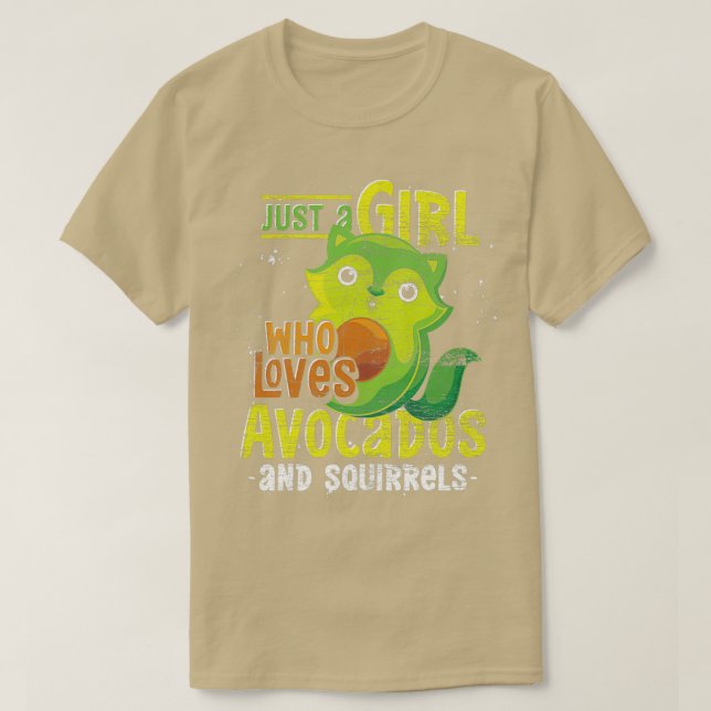 Girls Avocado Lover Women Forest Animal Squirrel T-Shirt (Design vorne)