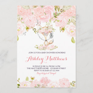 Girls Baby fox Baby Shower Einladungen