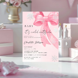 Girl's Baby Shower pine trees Winter Bow coquette Einladung