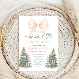 Girl's Baby Shower pine trees Winter Bow coquette Einladung