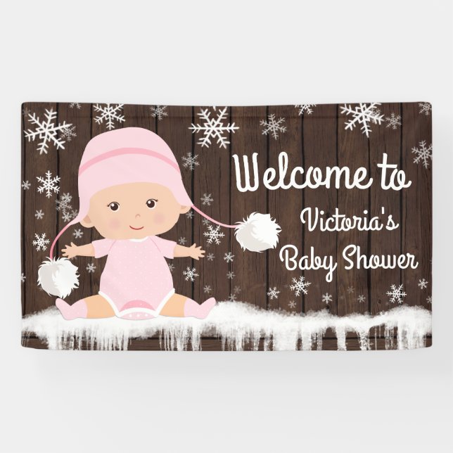 Girls Baby's Cold Outdoor Baby Duschbanner Banner (Horizontal)