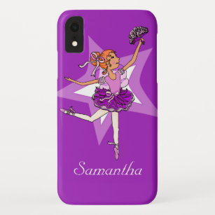 Girls ballerina lila roter Haarname Case-Mate iPhone Hülle