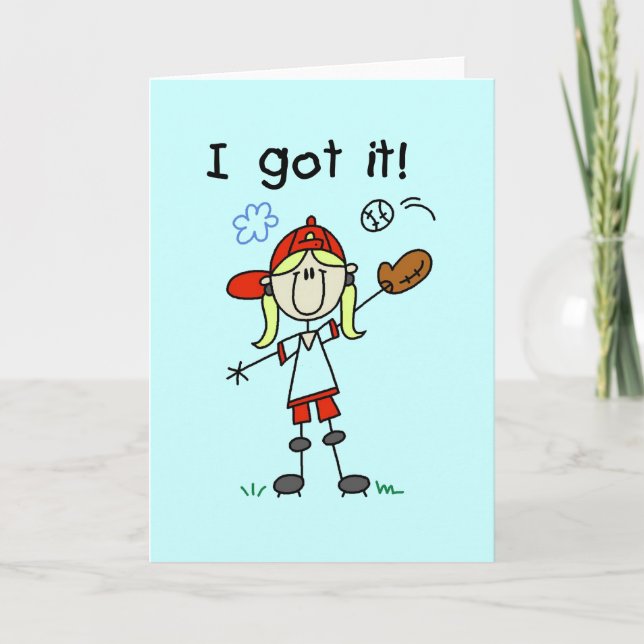 Girls Baseball Ich Got es Hemden und Geschenke Karte (Vorderseite)