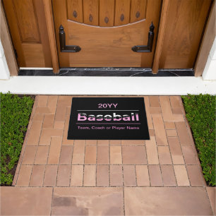 Girls Baseball - rosa geometrische Typografie Fußmatte
