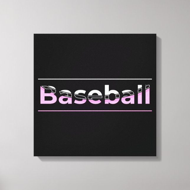 Girls Baseball - rosa geometrische Typografie Leinwanddruck (Vorderseite)