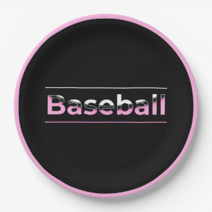 Girls Baseball - rosa geometrische Typografie Pappteller