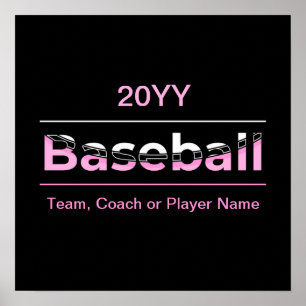 Girls Baseball - rosa geometrische Typografie Poster